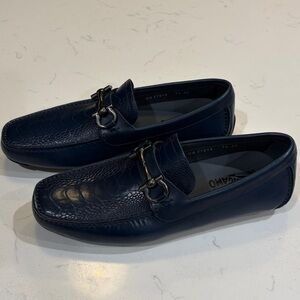 Salvatore Ferragamo Navy Blue Loafers